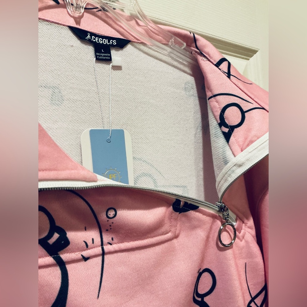 Acegolfs NWT Pink Stick Figure Golf Pullover Woman’s Size Large Activewear - Picture 6 of 13